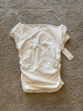 Pink Rose White Ruched Camisole Top